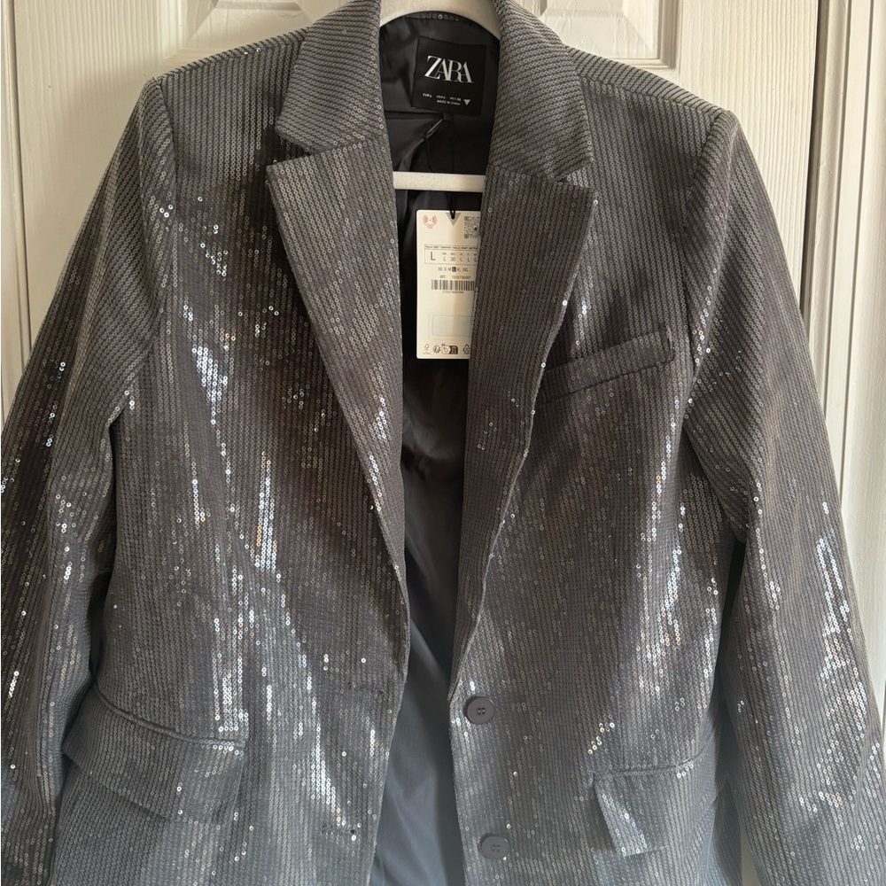 Zara Metallic Sequin Jacket